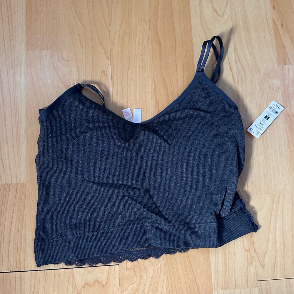 Dark Grayish blue Lace Trim Cami Top